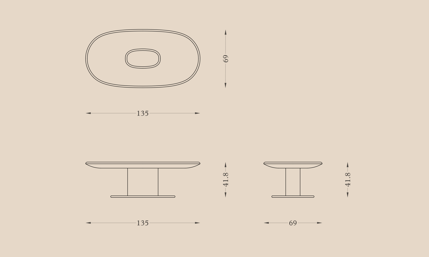 Emba Coffee Table — Dimensions