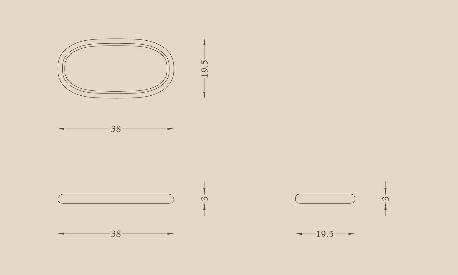 Pebal Tray — Dimensions